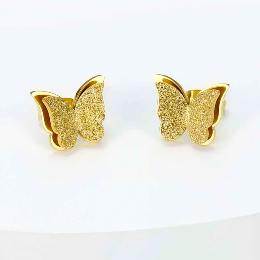 Stainless steel Butterfly 🦋 Gold Stud earrings